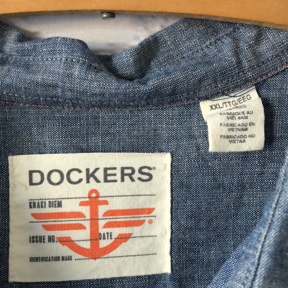NWT Dockers Denim Chambray Long Sleeve Button Up Shirt Sz XXL - Picture 3 of 12
